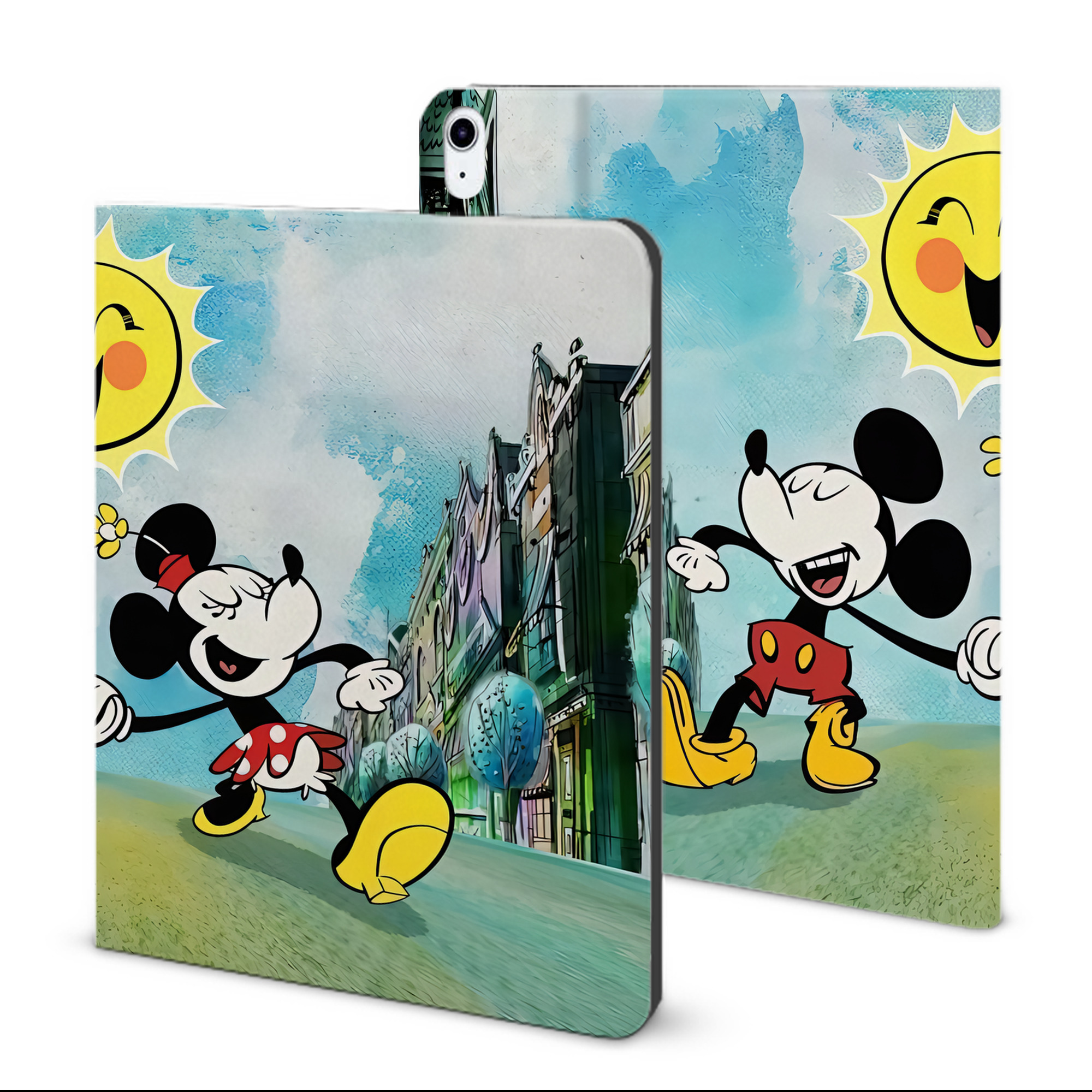 （画像用） ミッキーマウス Mickey Mouse IPad ケース ブック型 PUレザー TPU 耐衝撃 軽量 薄型 ペン収納なし 全面保護 IPad 各モデル対応